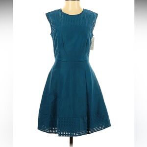 J. Crew teal perforated dress with pockets